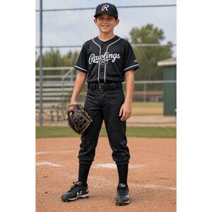Rawlings Youth Baseball Pants Black Sz M Athletic Fit Pull up Knicker Style H